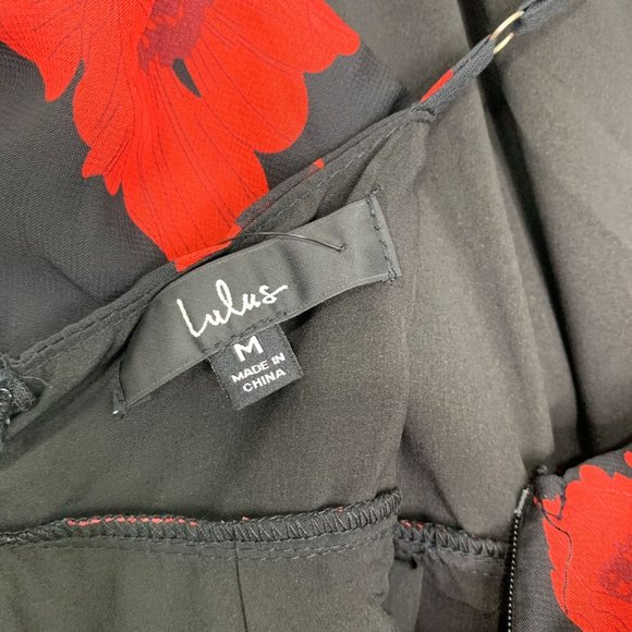 NWT LULU'S Best Occasion Black Floral Print Maxi Dress Sz M - Picture 8 of 9